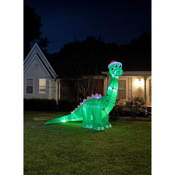 🆕10FT Christmas Inflatables Big Green Dinosaur LED Yard Outdoor Decorations - Picture 1 of 7